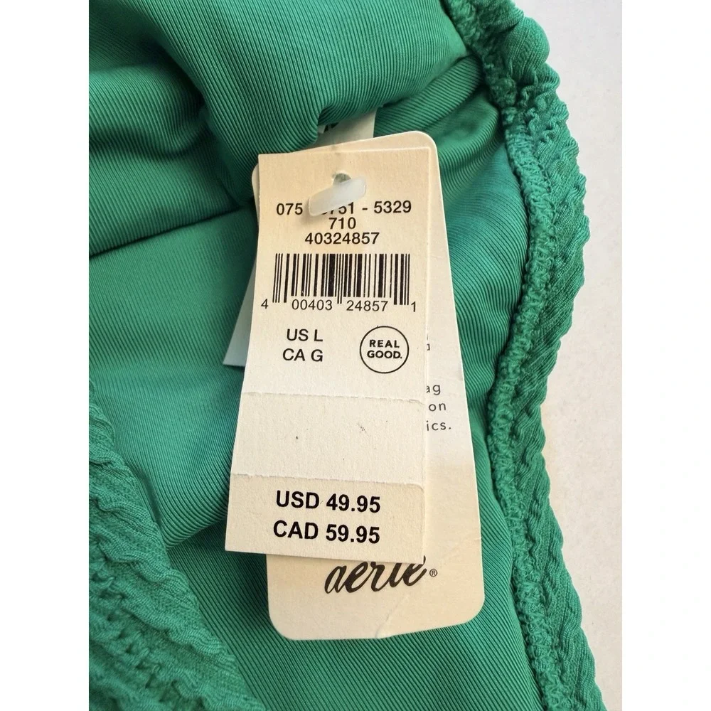 NWT Aerie L Crinkle Birthday Scoop Cheekiest One Piece Jelly Bean Green Swimsuit